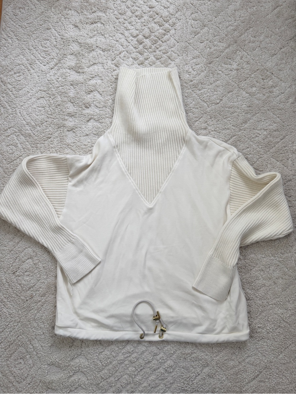 Varley Hannah Cowl Turtleneck Sweater, Small, Cream, Egret